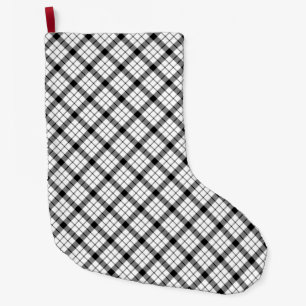 MacFarlane tartan black white plaid Large Christmas Stocking