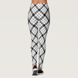MacFarlane tartan black white plaid Leggings