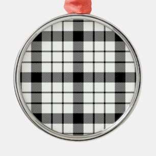 MacFarlane tartan black white plaid Metal Ornament