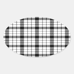 MacFarlane tartan black white plaid Oval Sticker