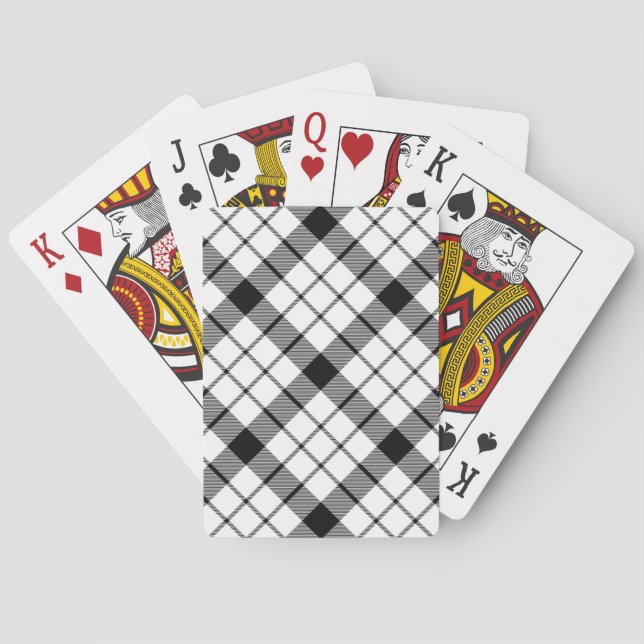 MacFarlane tartan black white plaid Playing Cards (Back)
