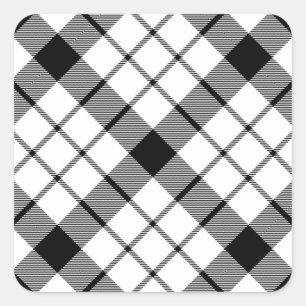 MacFarlane tartan black white plaid Square Sticker