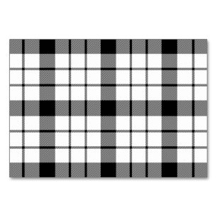 MacFarlane tartan black white plaid Table Number