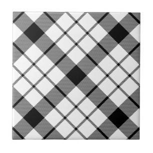 MacFarlane tartan black white plaid Tile