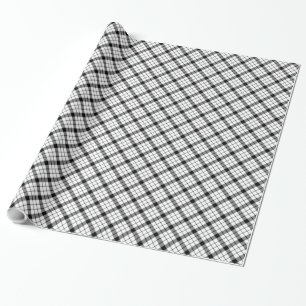 MacFarlane tartan black white plaid Wrapping Paper