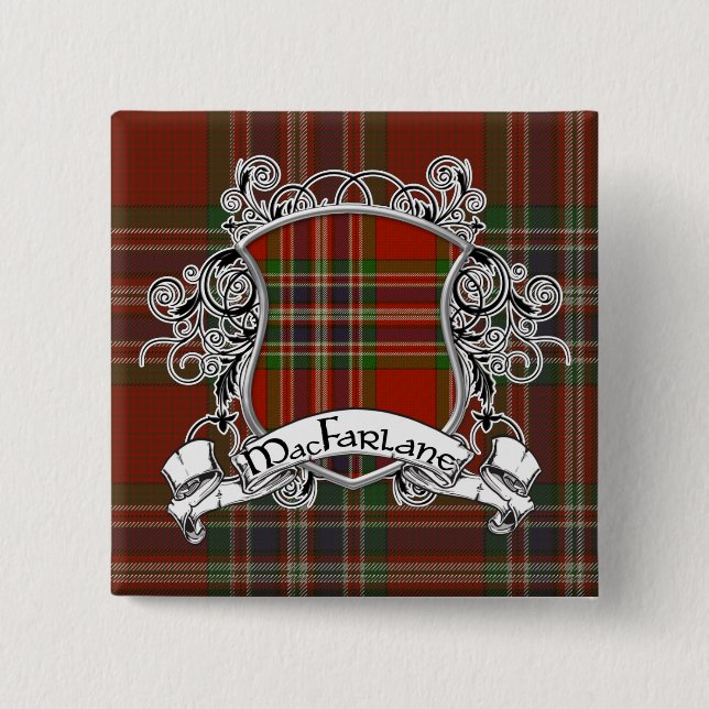 MacFarlane Tartan Shield 15 Cm Square Badge (Front)