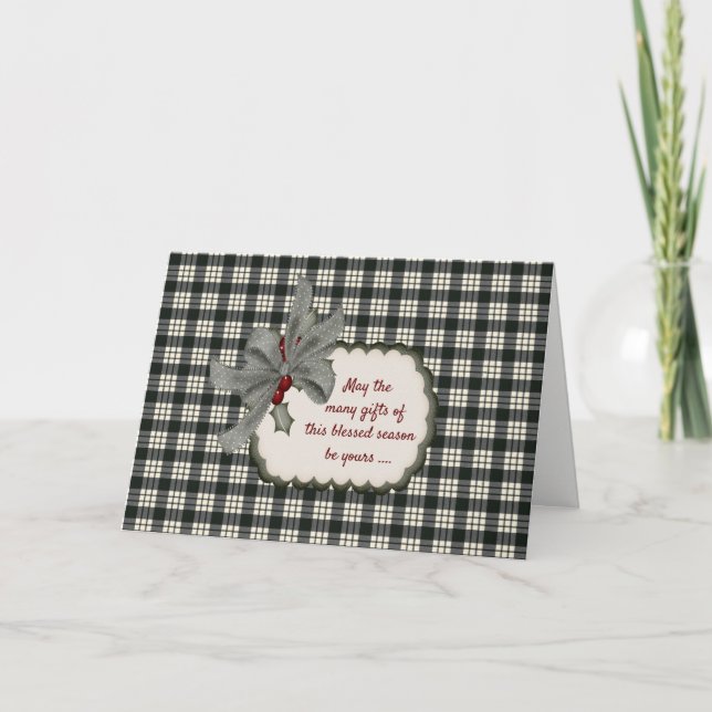MacFarlane Weathered Tartan Christmas Holiday Card (Front)
