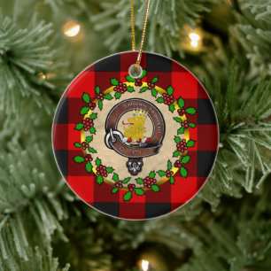 MacGregor Badge/Rob Roy Tartan Personalised Xmas Ceramic Ornament