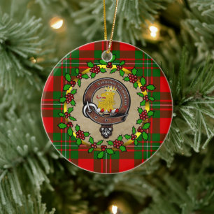 MacGregor Badge & Tartan Personalised Christmas Ceramic Ornament