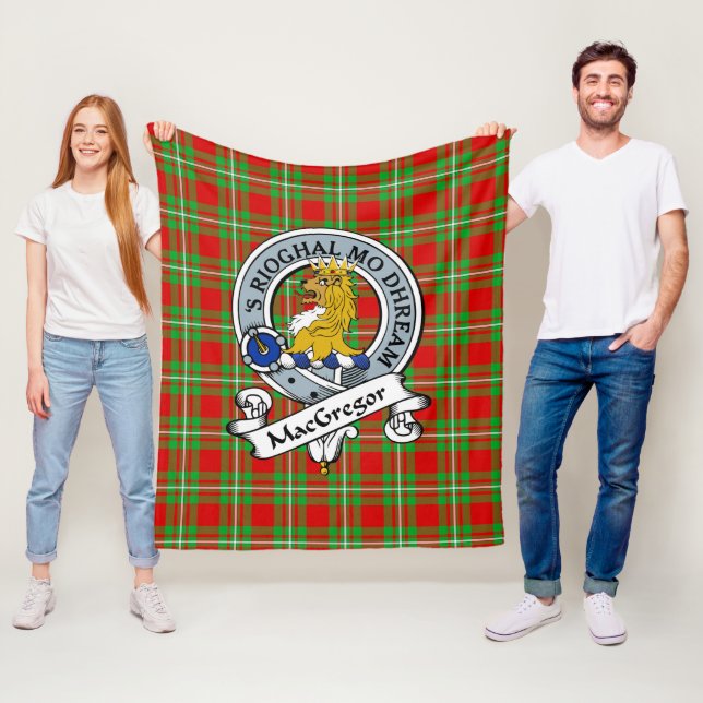 MacGregor Clan Badge Tartan Plaid Fleece Blanket (In Situ)