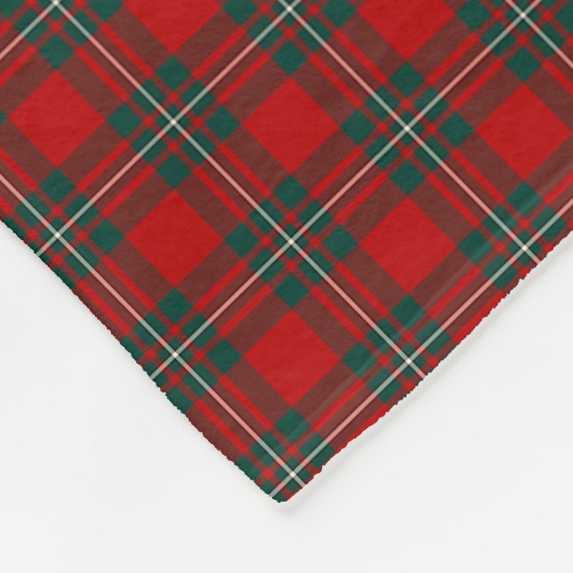 MacGregor Clan Red and Forest Green Tartan Fleece Blanket (Corner)