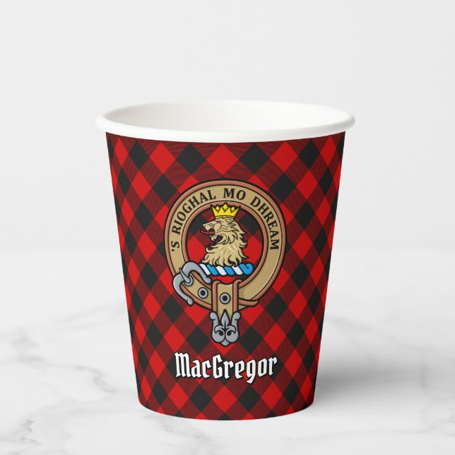 MacGregor Crest over Rob Roy Tartan Paper Cups (Front)