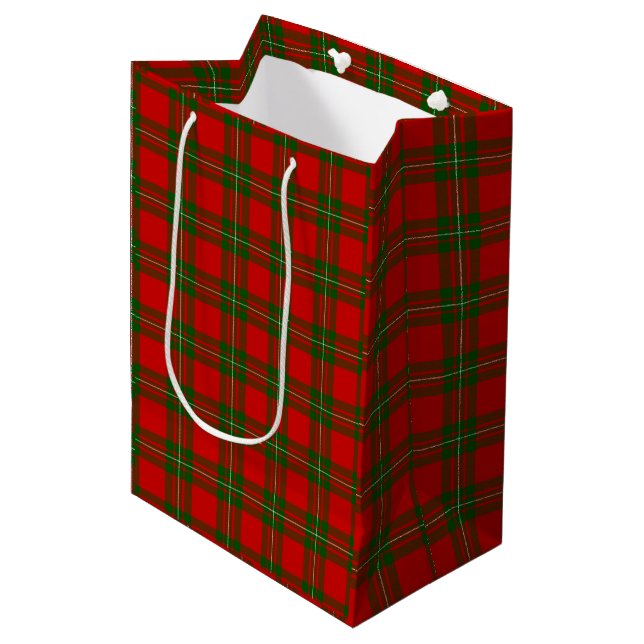 MacGregor red green clan tartan plaid Medium Gift Bag (Front Angled)