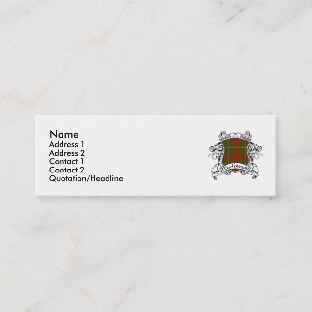 MacGregor Tartan Shield Mini Business Card (Front)