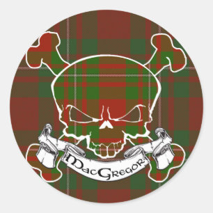 MacGregor Tartan Skull Classic Round Sticker