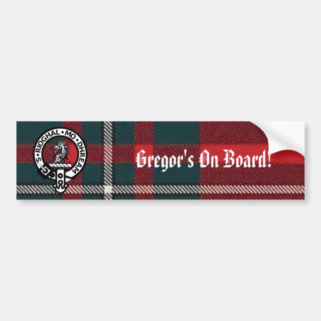 MacGregorRed1, Gregor Badge, Gregor's On Board! Bumper Sticker (Front)