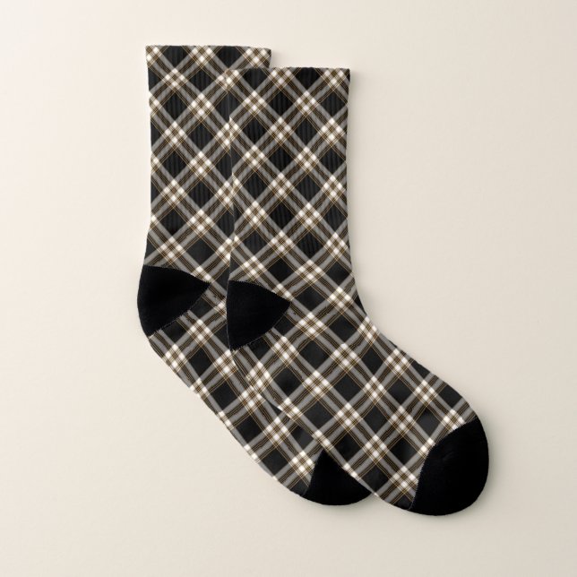 MacGuinness Tartan Black and Tan Plaid Socks (Pair)