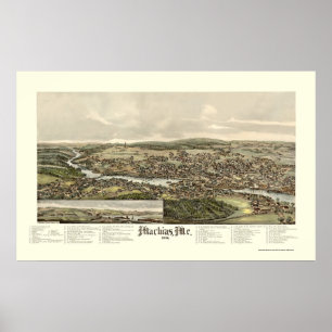 Machias, ME Panoramic Map - 1896 Poster