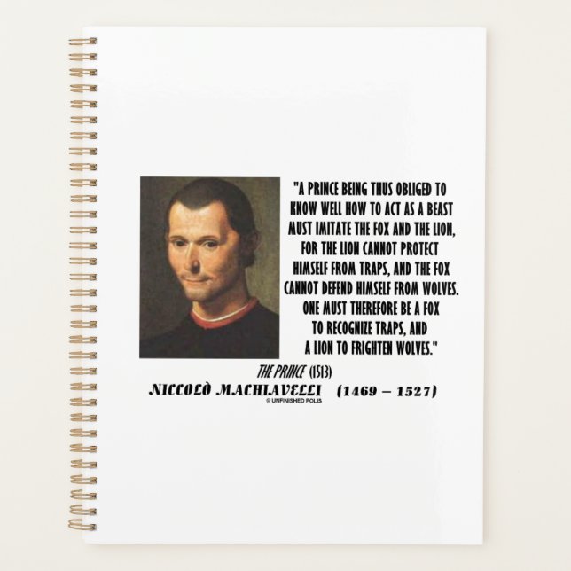 Machiavelli Prince Imitate Fox Lion Advice Quote Planner (Front)