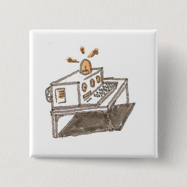 machine01 15 cm square badge (Front)