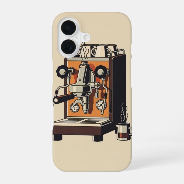 Machine Espresso Vintage iPhone 16 Case (Back)