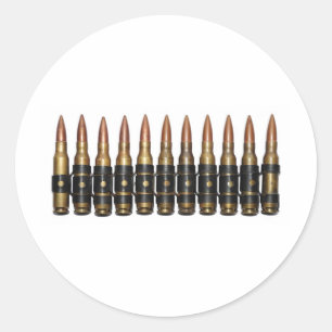 Machine Gun Bullets Classic Round Sticker