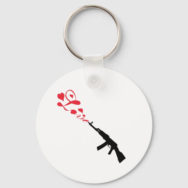 Machine Gun Love red Key Ring (Front)