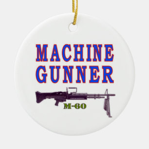MACHINE GUNNER CERAMIC TREE DECORATION