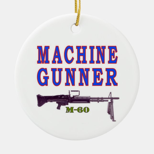 MACHINE GUNNER CERAMIC TREE DECORATION (Front)