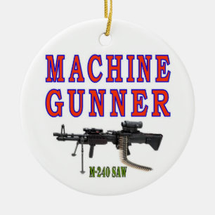 MACHINE GUNNER M-240 CERAMIC ORNAMENT