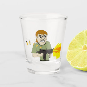 machine gunner shot glass