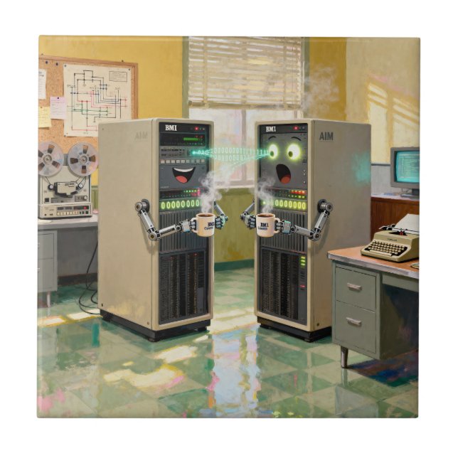 “Machine Language”  -  Humourous Technology        Ceramic Tile (Front)