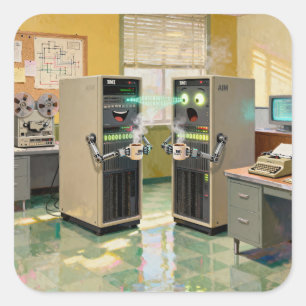 “Machine Language”  -  Humourous Technology        Square Sticker