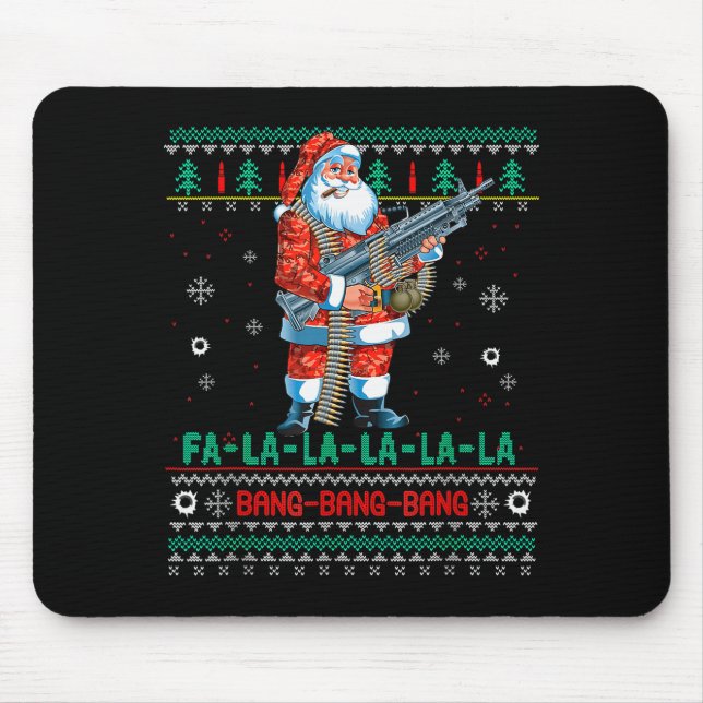 Machine Santa Claus Gun Lover Ugly Christmas Sweat Mouse Pad (Front)