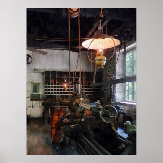 Machine Shop With Lantern Poster (Front)