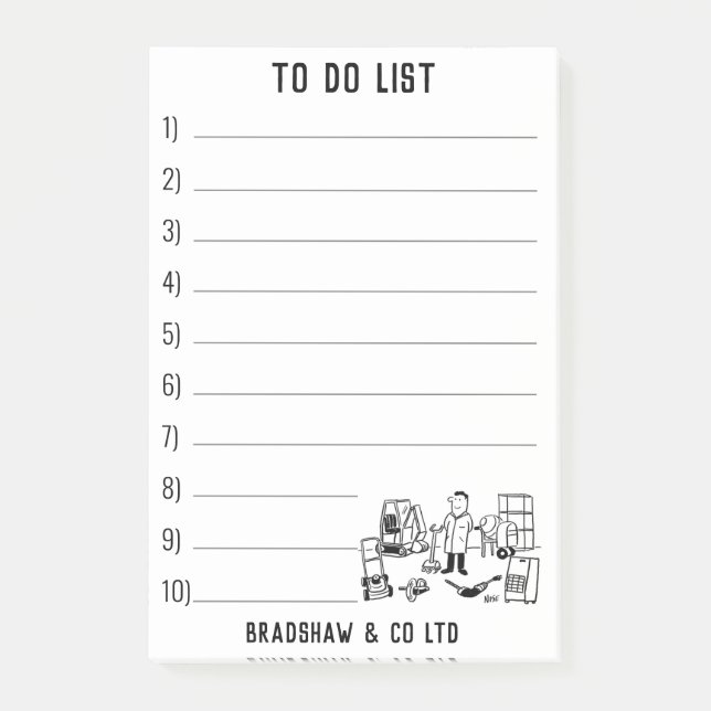 Machine Tool and Plant Hire Business Post-it Notes (Front)