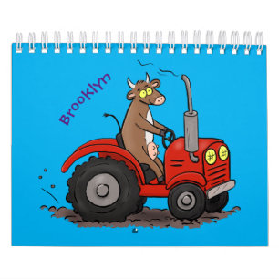 Machines and transport cartoon illustration calendar