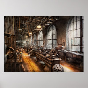 Machinist - A room full of Lathes Poster