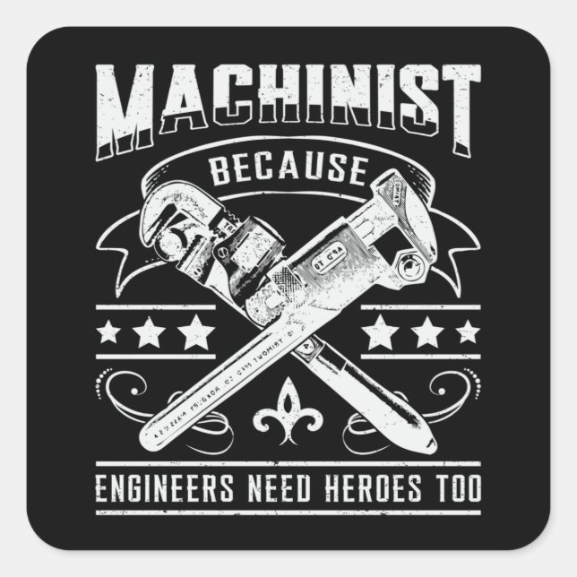 Machinist CNC Machinist Machine Mechanic Gift Idea Square Sticker (Front)