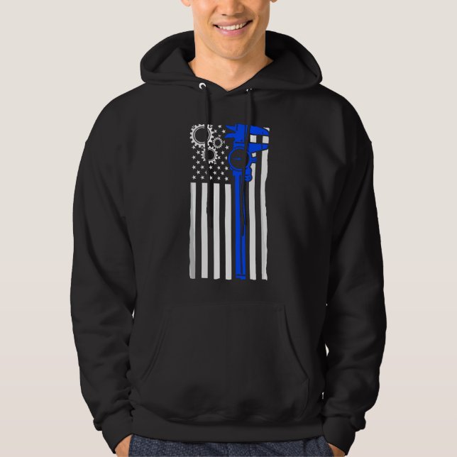 Machinist Flag Tools - CNC Machine Operator Machin Hoodie (Front)