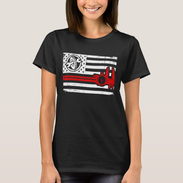 Machinist Flag Tools Cnc Machine Operator Machinin T-Shirt (Front)