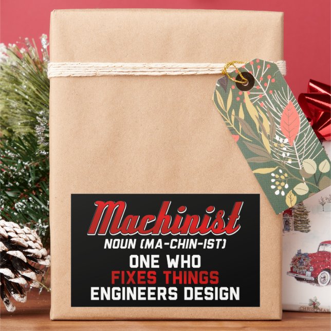 Machinist Noun Machinist Meaning engineer Gifts Rectangular Sticker (Holiday)