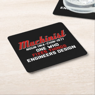 Machinist Noun Machinist Meaning engineer Gifts Square Paper Coaster