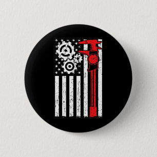 Machinist Patriotic Machine Tools Operator Indepen 6 Cm Round Badge