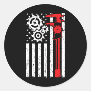 Machinist Patriotic Machine Tools Operator Indepen Classic Round Sticker
