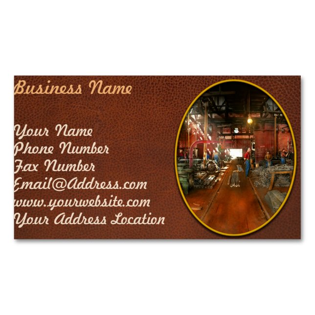 Machinist - Pumping out parts 1905 Magnetic Business Card (Front)