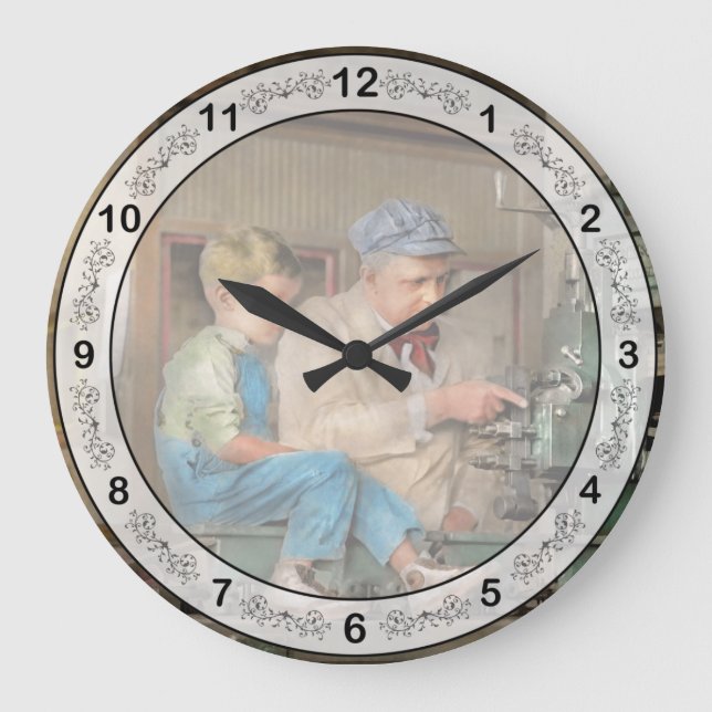 Machinist - Spending time with grandpa 1921 Large Clock (Front)