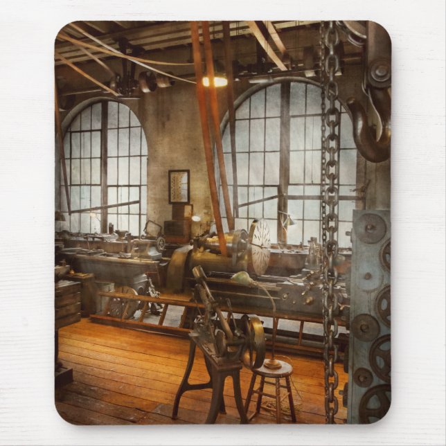 Machinist - The crowded workshop Mouse Pad (Front)