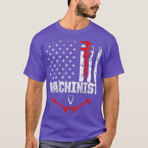 Machinist USA Flags Machine Operator Machining T-Shirt