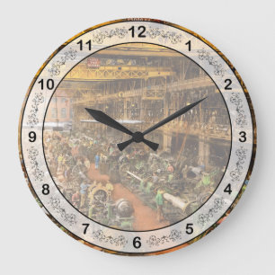 Machinist - War - At the cannon factory 1917 Large Clock